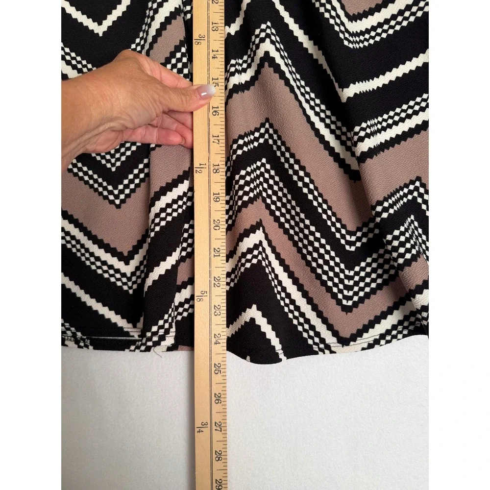 Tiffany & Grey Chevron Zigzag Skater Skirt Black Taupe Geometric Mini Skirt